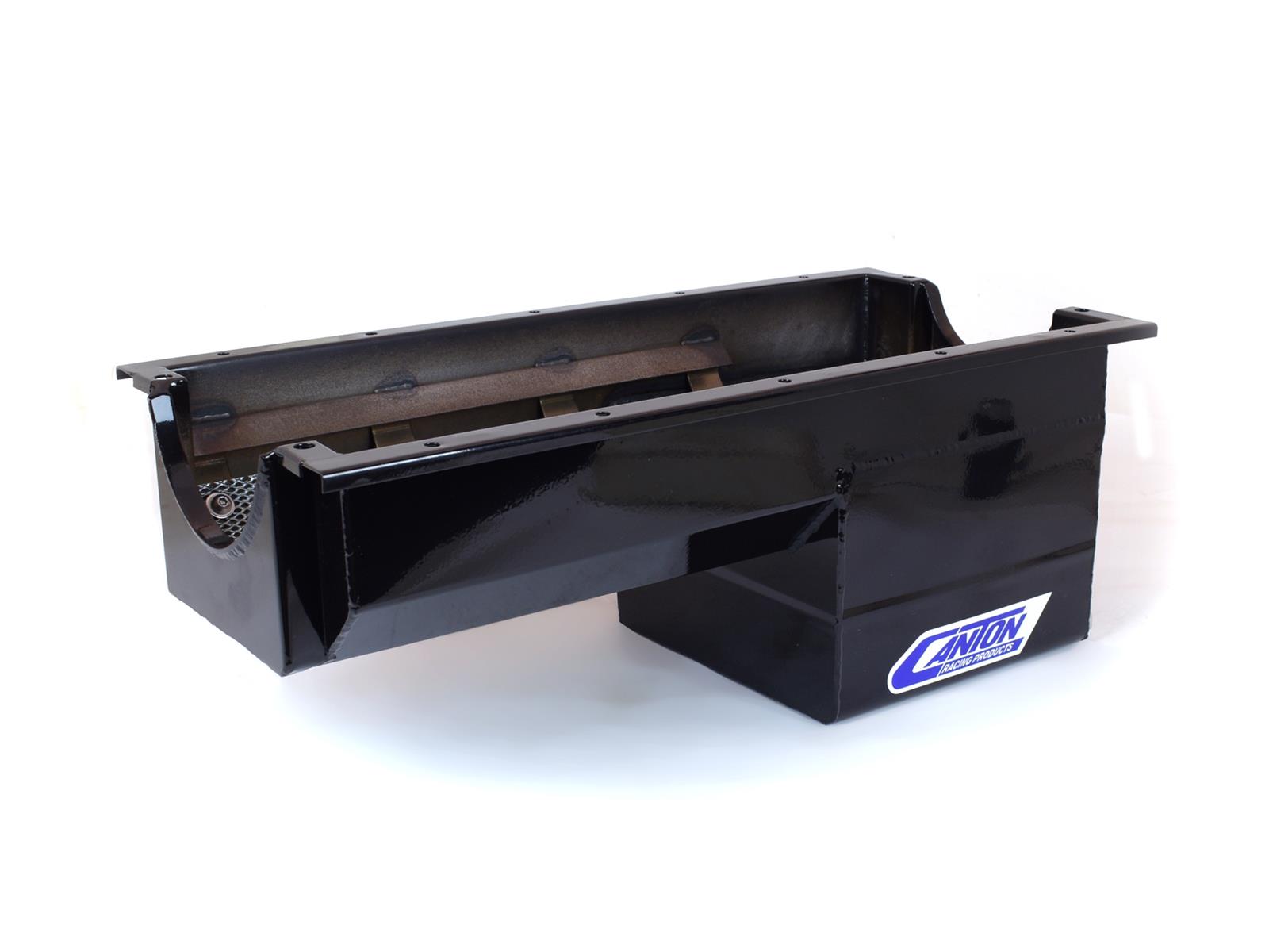 Canton Racing Drag Wet Sump Oil Pans 13-090BLK Pan, Engine Swap, Sump, Steel, Black, Rear Sump, 5 Qt. 4.125 in. Stroke, Passenger Side Dipstick, Chevy, Small Block, Each thumbnail 2