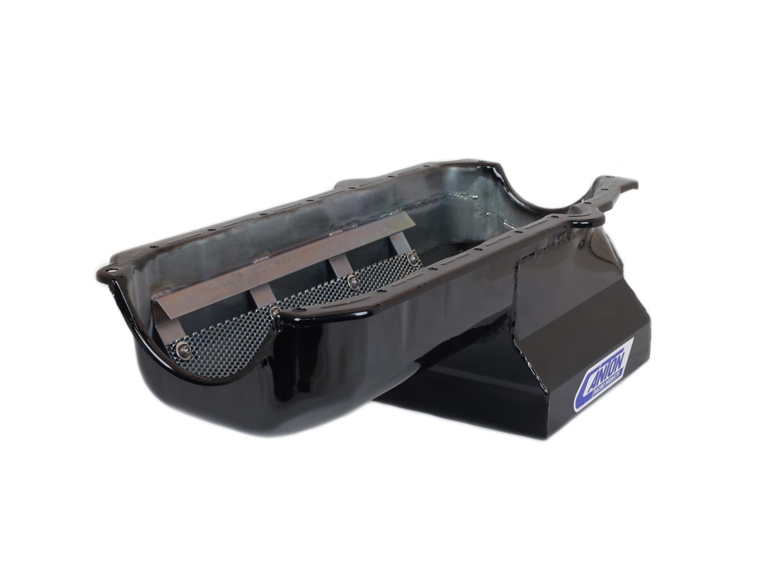 Canton Racing Drag Wet Sump Oil Pans 13-120BLK Pan, Sump, Steel, Black Powdercoated, Rear Sump, 6 Qt., 3.875 in. Stroke, Driver Side Dipstick, Chevy, Small Block, Each thumbnail 3
