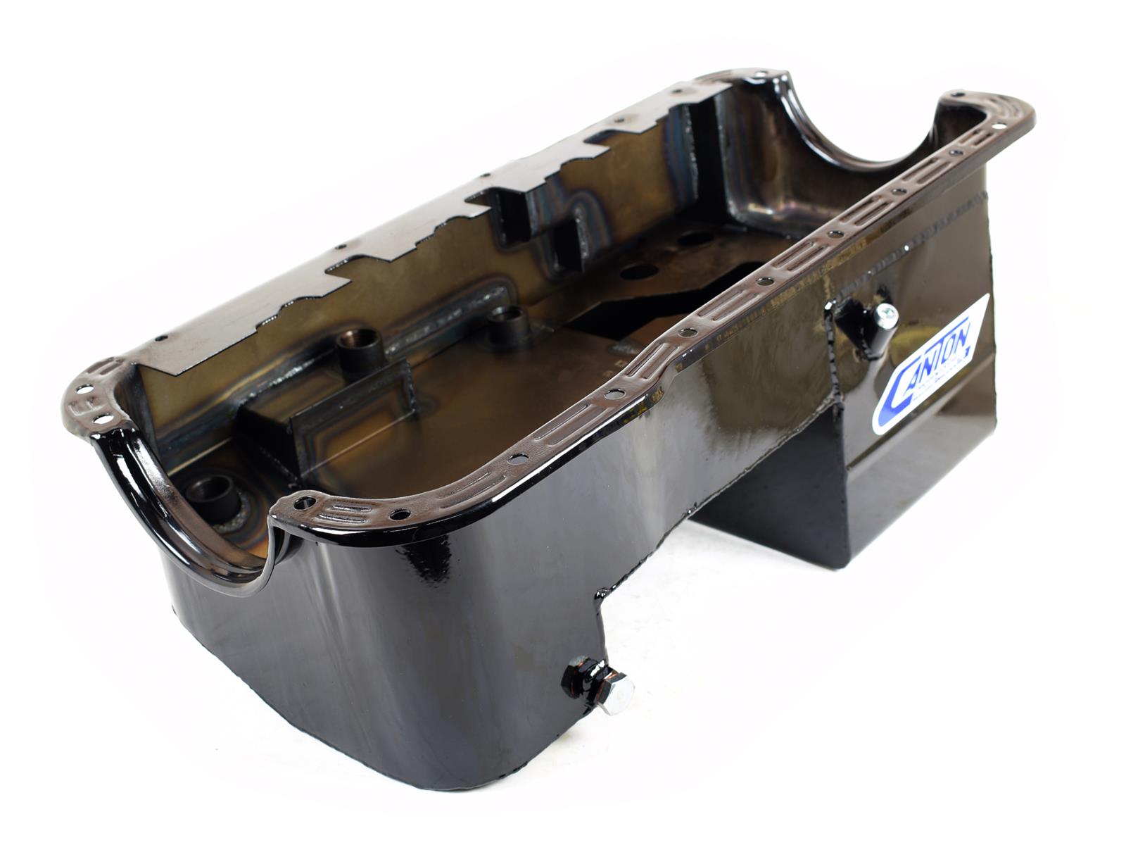 Canton Racing Drag Wet Sump Oil Pans 13-622BLK Pan, Sump, Steel, Black Powdercoated, Rear Sump, 6 Qt., 3.400 in. Stroke, Passenger Side Dipstick, Ford, Small Block Windsor, Each thumbnail 3
