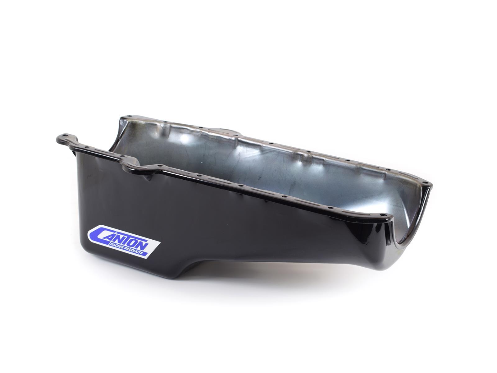 Canton Racing Stock Appearing/Stock Replacement Series Oil Pans 15-010TBLK Pan, Appearing Replacement, Steel, Black Powdercoated, Rear Sump, 4 Qt., 3.75 in. Stroke, Passenger Side Dipstick, Chevy, Small Block, Each