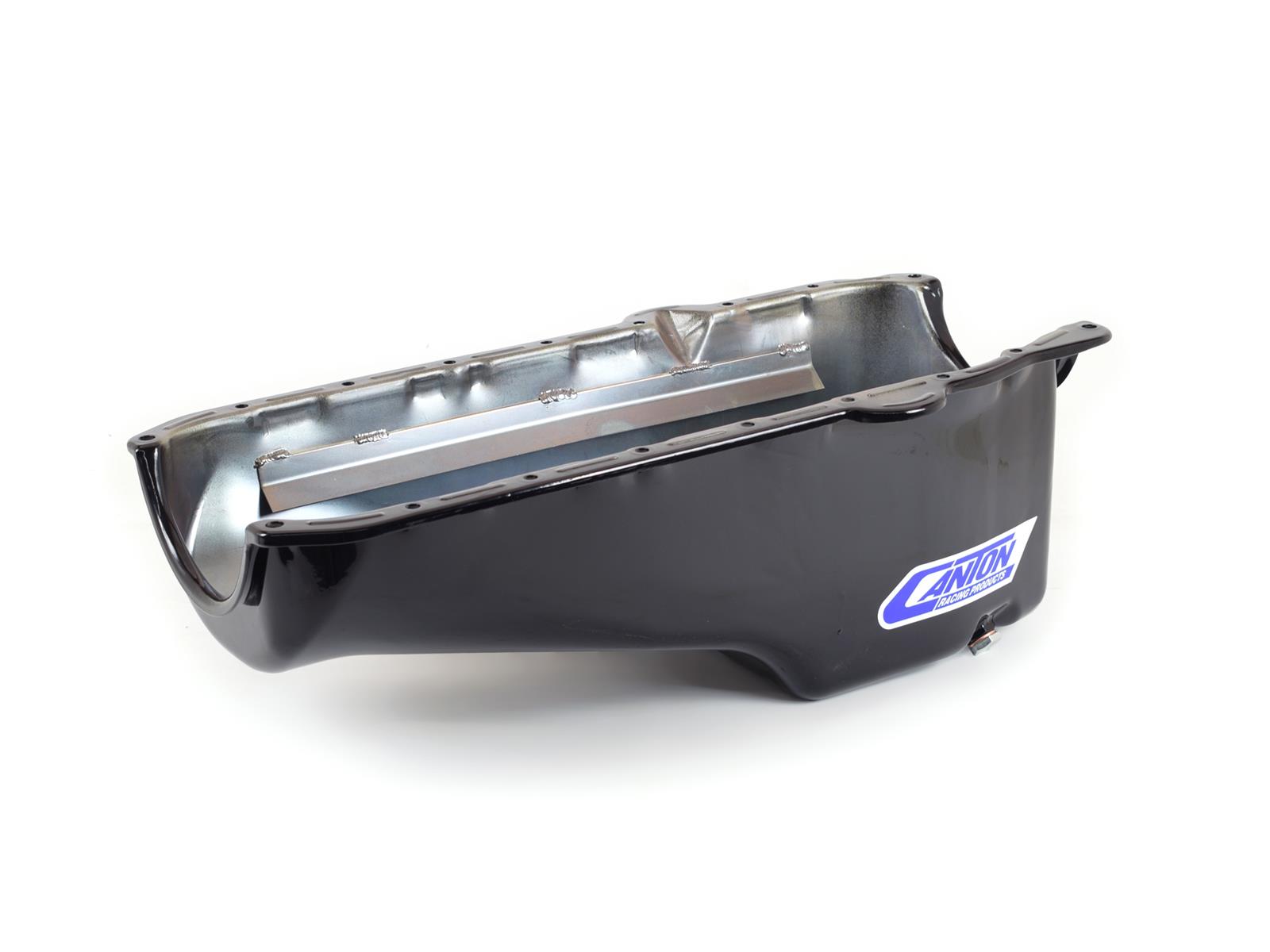 Canton Racing Stock Appearing/Stock Replacement Series Oil Pans 15-010TBLK Pan, Appearing Replacement, Steel, Black Powdercoated, Rear Sump, 4 Qt., 3.75 in. Stroke, Passenger Side Dipstick, Chevy, Small Block, Each thumbnail 2