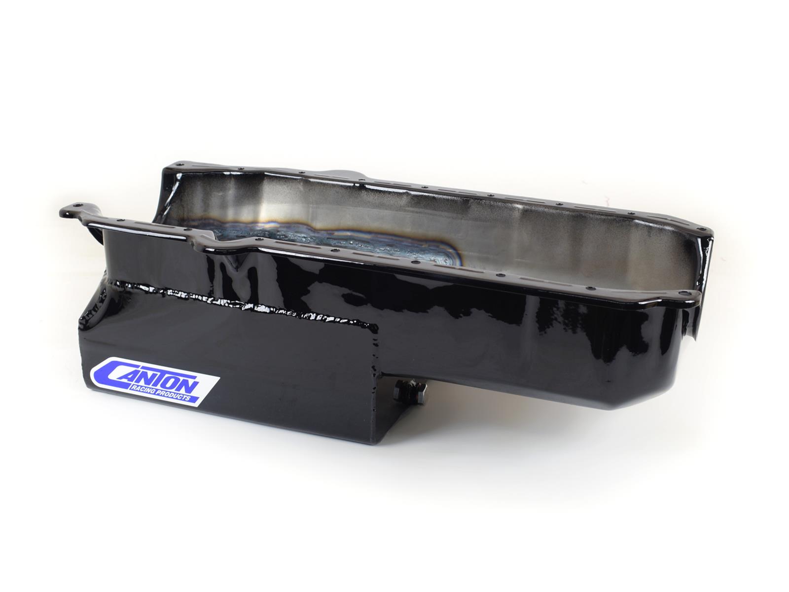 Canton Racing Street/Strip Wet Sump Oil Pans 15-200TBLK Pan, Sump, Steel, Black Powdercoated, Rear Sump, 5.50 Qt., Chevy, Small Block, Each thumbnail 5