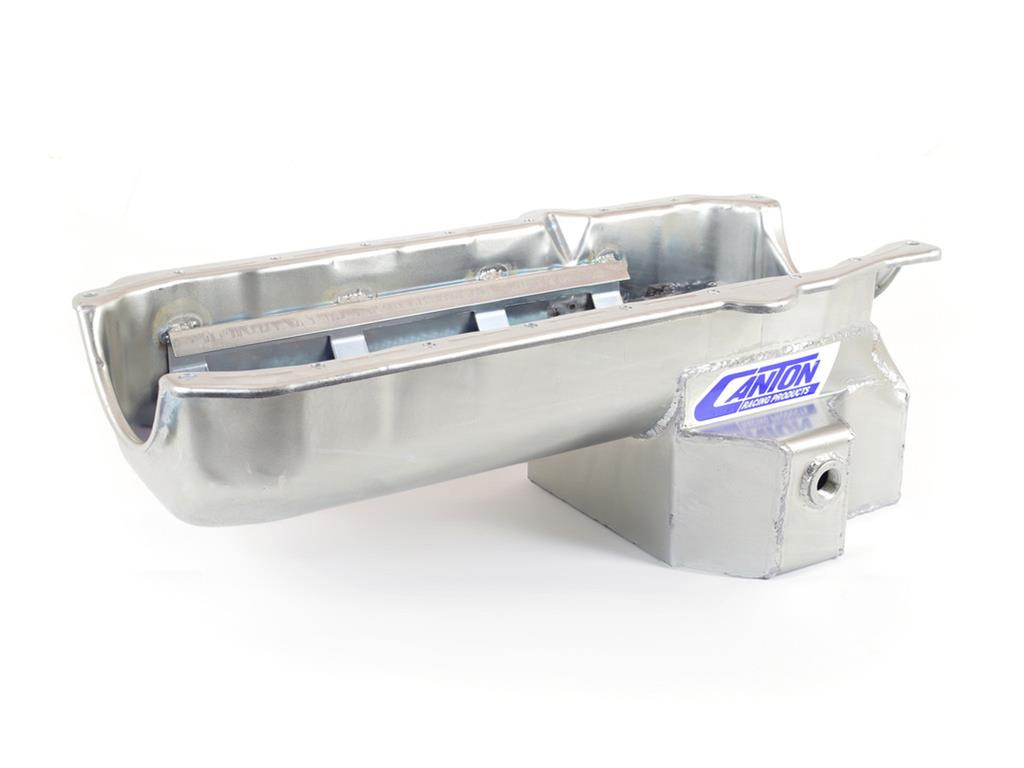 Canton Racing Road Race Series Wet Sump Oil Pans for 1982-1992 CAMARO, FIREBIRD - 15-244TBLK Pan, Sump, Steel, Black Powdercoated, Rear Sump, 5 Qt., 3.875 in. Stroke, Passenger Side Dipstick, Each