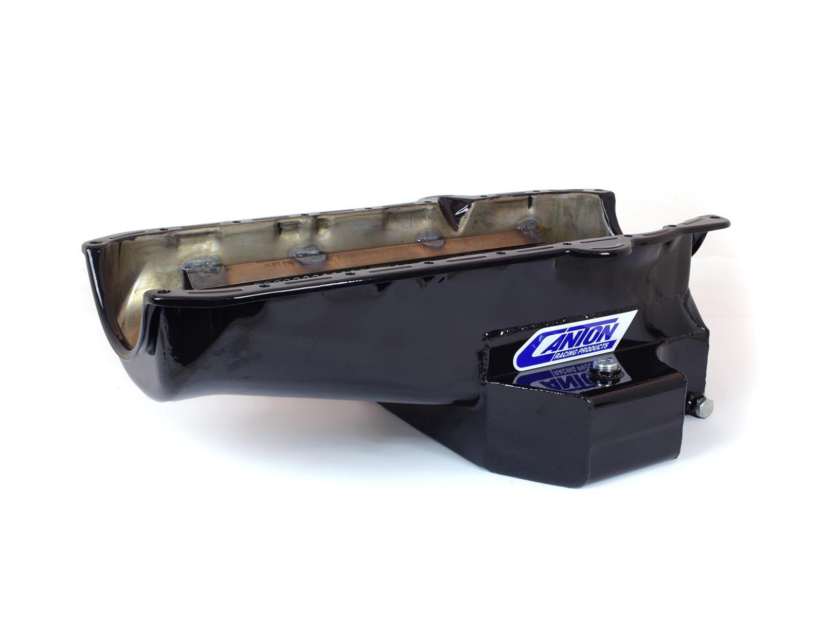 Canton Racing Road Race Series Wet Sump Oil Pans 15-250BLK Pan, Sump, Steel, Black Powdercoated, Rear Sump, 6 Qt., 3.75 in. Stroke, Driver Side Dipstick, Chevy, Small Block, Each thumbnail 2