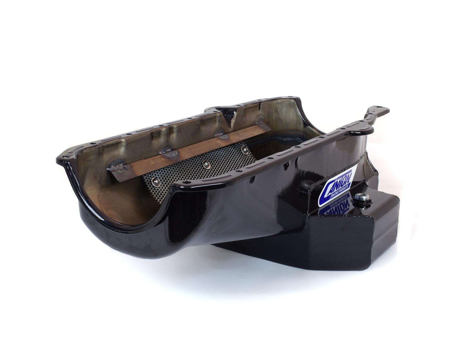 Canton Racing Road Race Series Wet Sump Oil Pans 15-250BLK Pan, Sump, Steel, Black Powdercoated, Rear Sump, 6 Qt., 3.75 in. Stroke, Driver Side Dipstick, Chevy, Small Block, Each thumbnail 3
