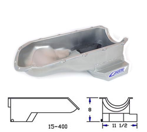 Canton Racing Street/Strip Wet Sump Oil Pans 15-400 Pan, Steet/Strip, Steel, 5.5 qt., Rear Sump, Pontiac V8, Each thumbnail 5