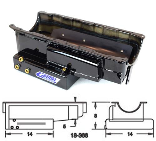 Canton Racing Marine Wet Sump Oil Pans 18-366 Pan, Marine, Steel, Black Powdercoated, 9 qt., Rear Sump, Chevy, Big Block, Each thumbnail 5