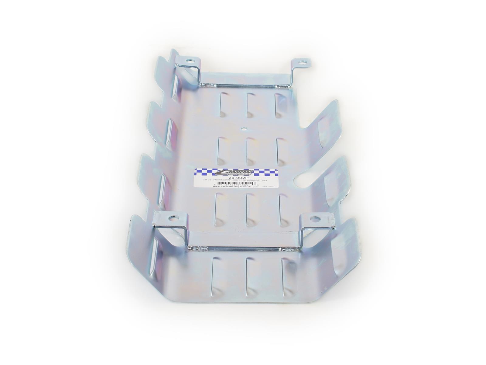 Canton Racing Windage Trays 20-902P Tray, Louvered, Steel, Clear Zinc Finish, Front Wet Sump, Chevrolet, Small Block LS, Each thumbnail 3