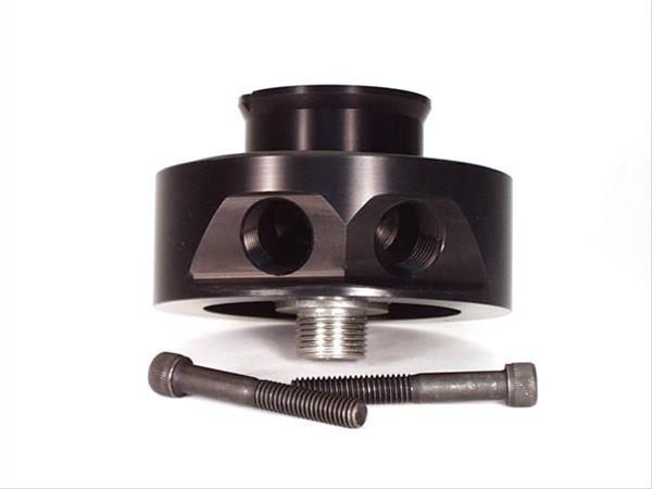 Canton Racing Oil Cooler Sandwich Adapters 22-540 Adapter, Filter, Bolt-On, Aluminum, Black, 13/16-16 in. Filter Thread, 1/2 in. NPT Inlet/Outlet, Each thumbnail 2