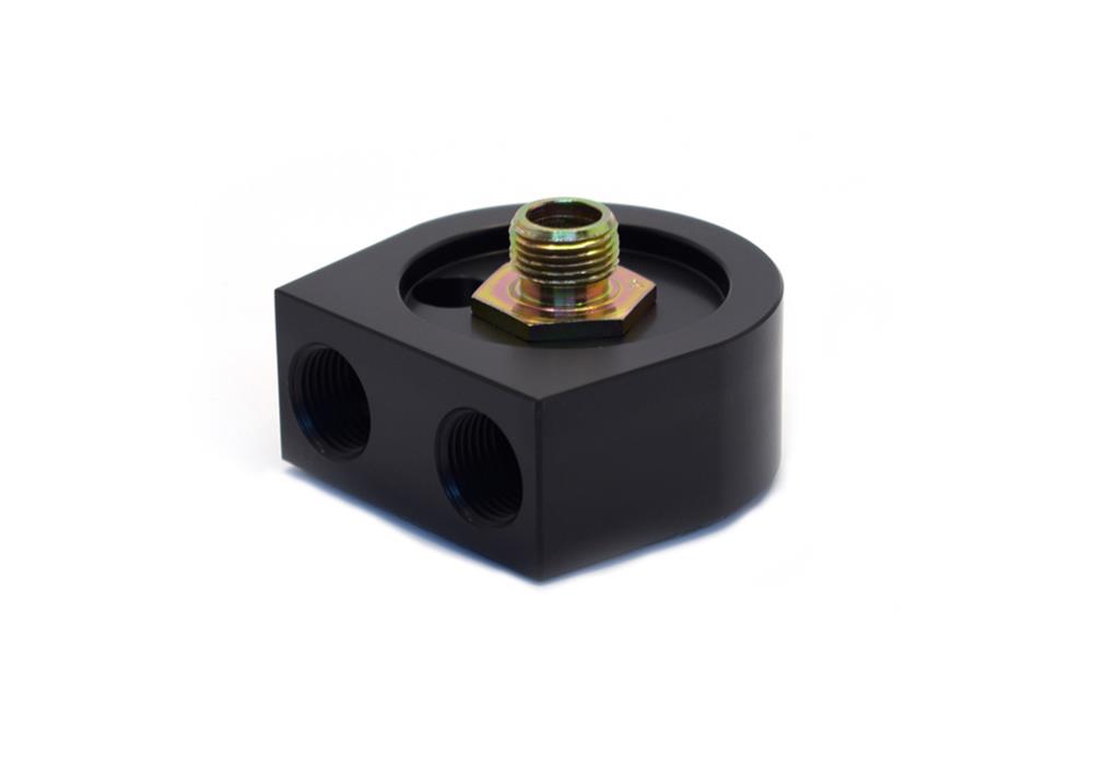 Canton Racing Oil Cooler Sandwich Adapters 22-547 Adapter, Filter, Bolt-On, Aluminum, Black, 18mm x 1.5mm Filter Thread, 1/2 in. NPT Inlet/Outlet, Each