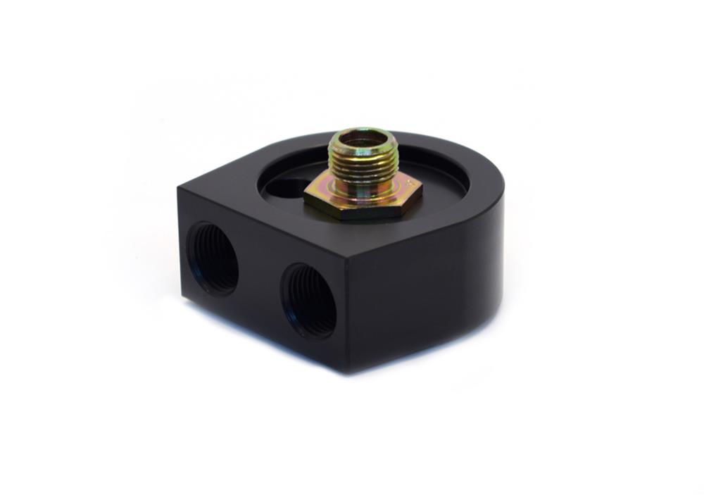 Canton Racing Oil Cooler Sandwich Adapters 22-548 Adapter, Filter, Bolt-On, Aluminum, Black, 20mm x 1.5mm Filter Thread, 1/2 in. NPT Inlet/Outlet, Each