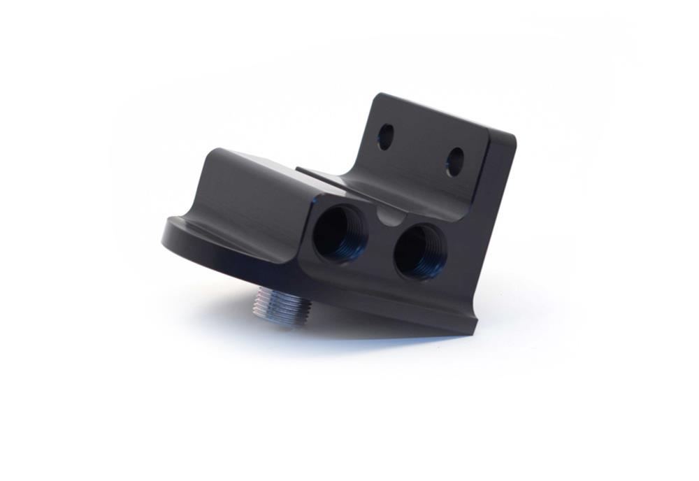 Canton Racing Remote Oil Filter Mounts 22-625 Adapter, Filter, Bolt-On, Aluminum, Black, 3/4-16 in. Thread, Dual 1/2 in. NPT Inlet/Outlet, Each
