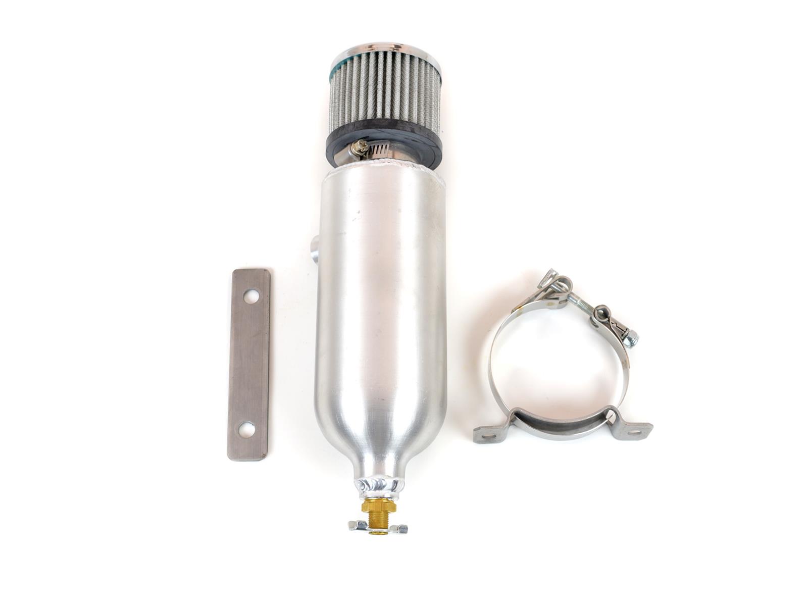 Canton Racing Breather Tanks 23-030 Overflow Tank, 24 oz., Round, Aluminum, Natural, 3/8 in. NPT Inlet, Universal, Kit