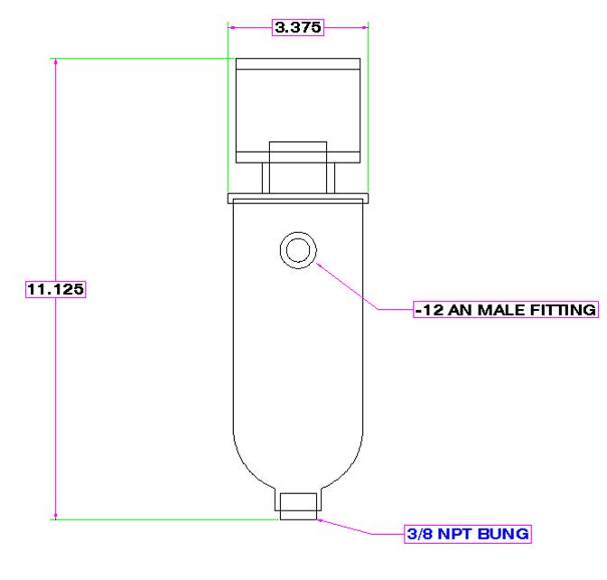 Canton Racing Breather Tanks 23-031 Overflow Tank, 24 oz., Round, Aluminum, Natural, -12 AN Inlet, Universal, Kit thumbnail 2
