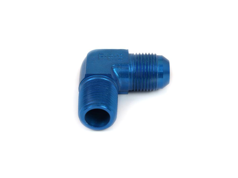 Canton Racing NPT to AN Adapter Fittings 23-345A Fitting, Adapter, NPT, 90 Degree, Aluminum, Blue Anodized, -10 AN, 1/2 in. NPT, Each thumbnail 2