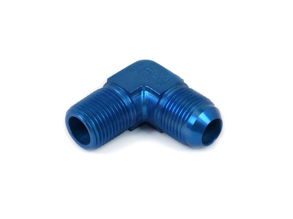 Canton Racing NPT to AN Adapter Fittings 23-345A Fitting, Adapter, NPT, 90 Degree, Aluminum, Blue Anodized, -10 AN, 1/2 in. NPT, Each