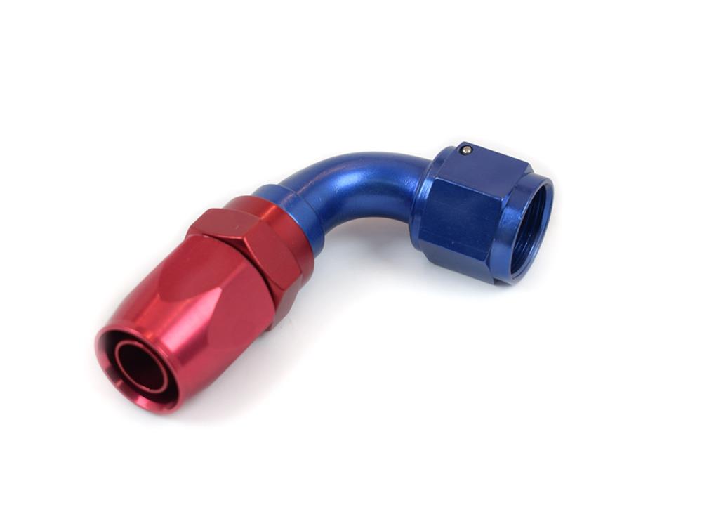 Canton Racing Swivel Hose Ends 23-665 Fitting, End, 90 Degree, -10 AN to Female -10 AN, Aluminum, Red/Blue Anodized, Each thumbnail 2