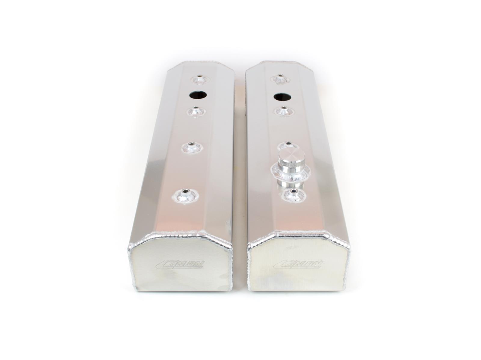Canton Racing Fabricated Aluminum Valve Covers 65-205 Covers, Tall, Aluminum, Natural, Centerbolt, Chevy, Small Block, Pair thumbnail 2