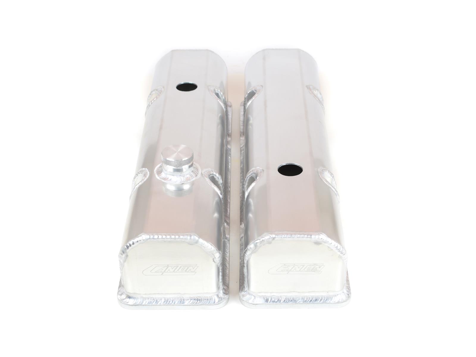 Canton Racing Products Valve Covers 66-201 SBC FABBED ALUM VALVE COVERS - LSR RAIL W/ FILL & PCV PORTS thumbnail 2