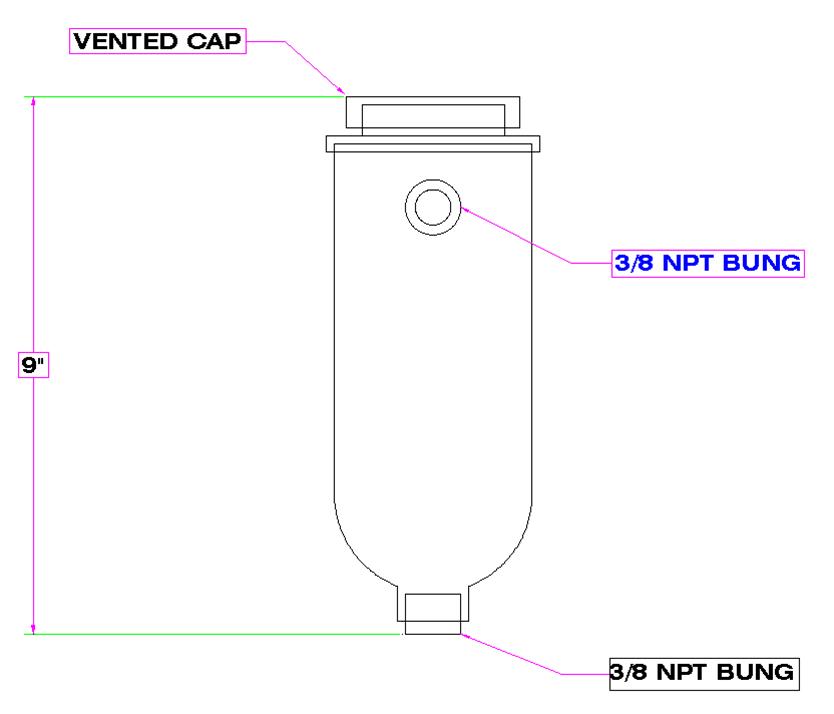 Canton Racing Coolant Recovery/Overflow Catch/Fill Tanks 80-206 Overflow Tank, 24 oz., Round, Aluminum, Natural, 3/8 in. NPT Inlet, Universal, Kit thumbnail 2