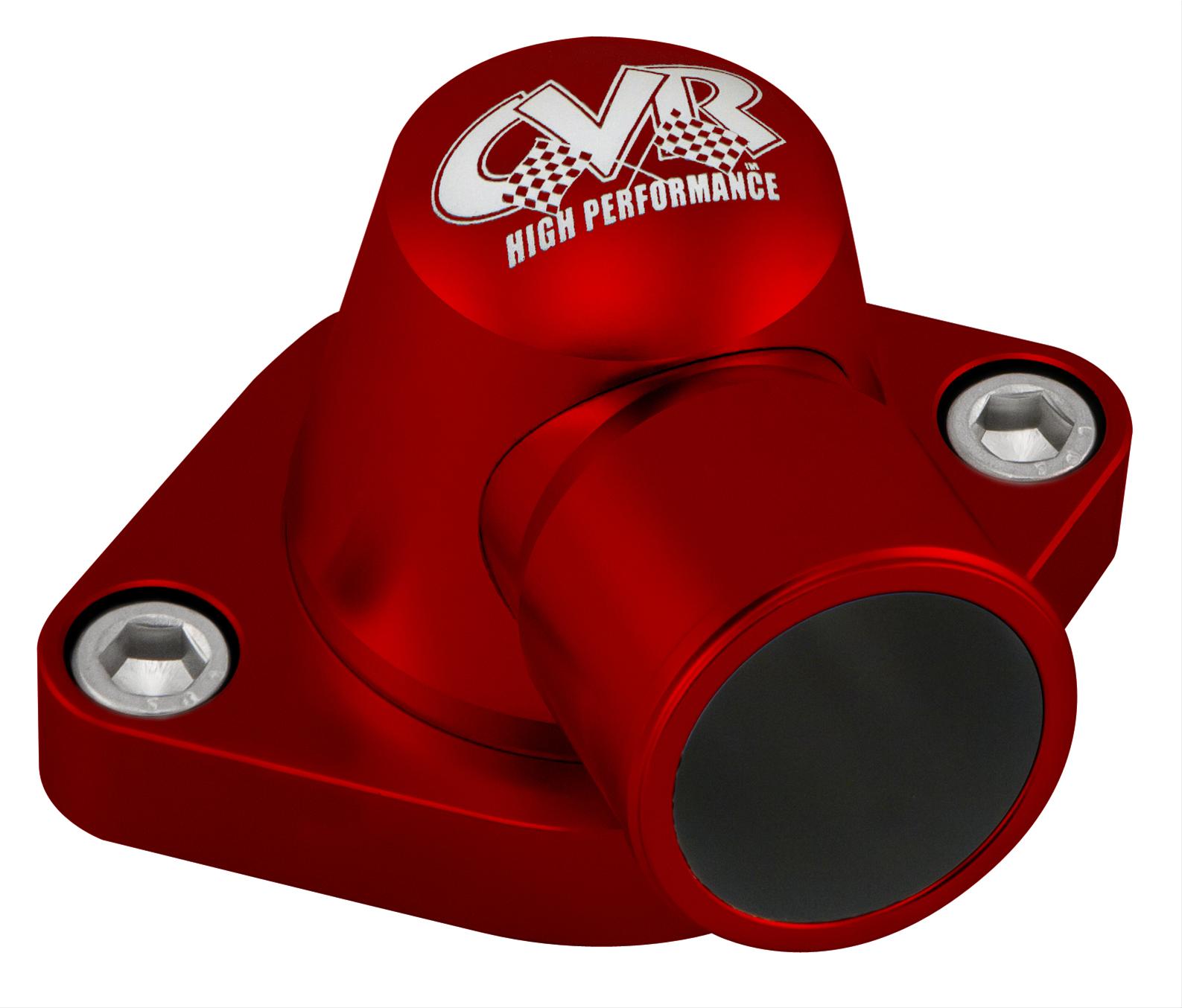 CVR Thermostat Housing TSH6R; 360° Swivel O-Ring Red Billet Aluminum for SBC/BBC