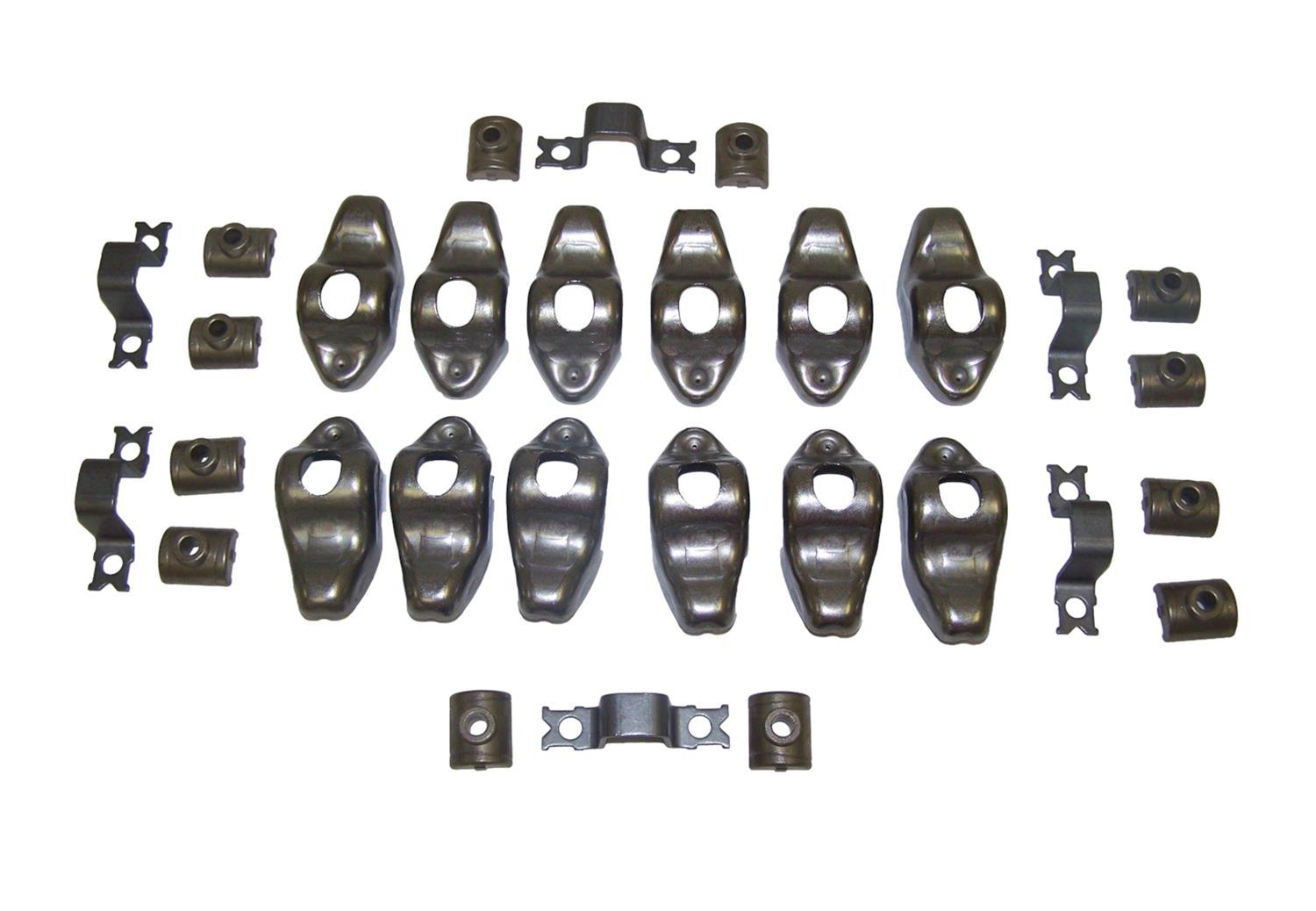 Crown Automotive Rocker Arms 3242393K Arms, Non-roller, Steel, Natural, Stud Mounting Style, Pivots, Bridges, Jeep, 4.0L, 4.2L, Kit