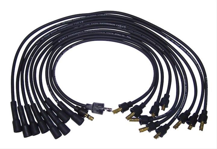 Crown Automotive Spark Plug Wire Sets 4419358 Wires, Assembled, 7.00mm, Spiral Core, Black, Dodge, 5.2L, 5.9L, Set