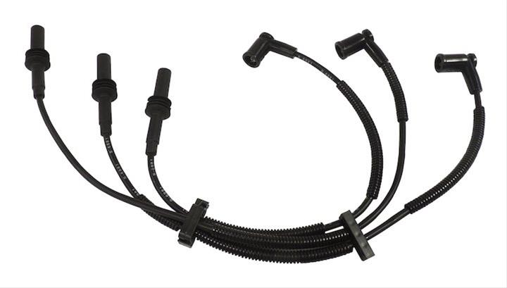 Crown Automotive Spark Plug Wire Sets 5149211AE Wires, Assembled, 7.00mm, Spiral Core, Black, Dodge, Jeep, Mitsubishi, 3.6L, 3.7L, Set