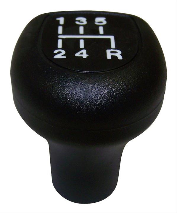 Crown Automotive Shift Knobs 53000605 Manual Transmission Knob, Stock Style, Thread On, Plastic, Black, Manual 5-speed Logo, AX5, AX15, Jeep