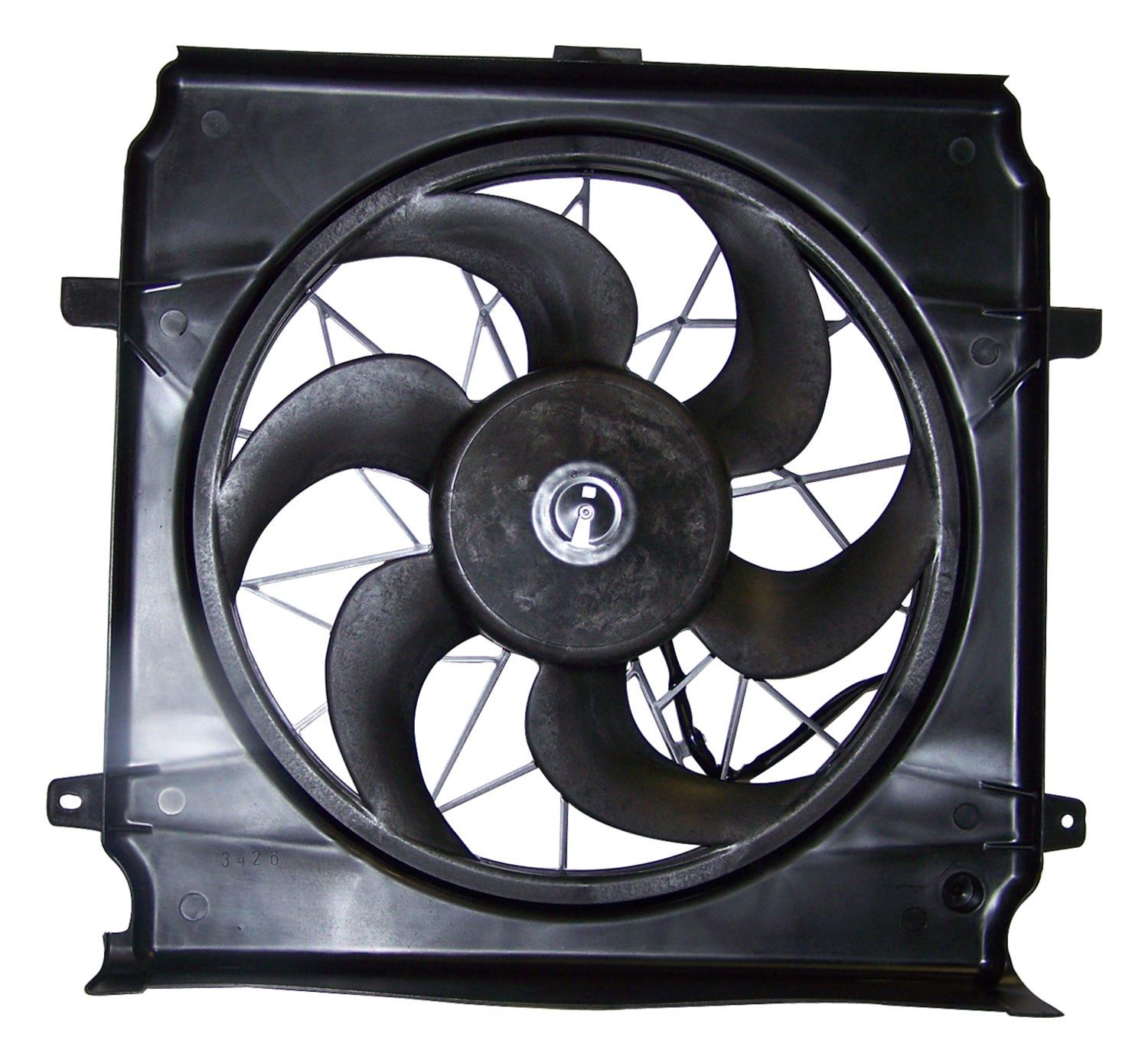 Crown Automotive Electric Fans 55037692AB Fan, Electric, Single, Plastic, Black, Jeep, Each