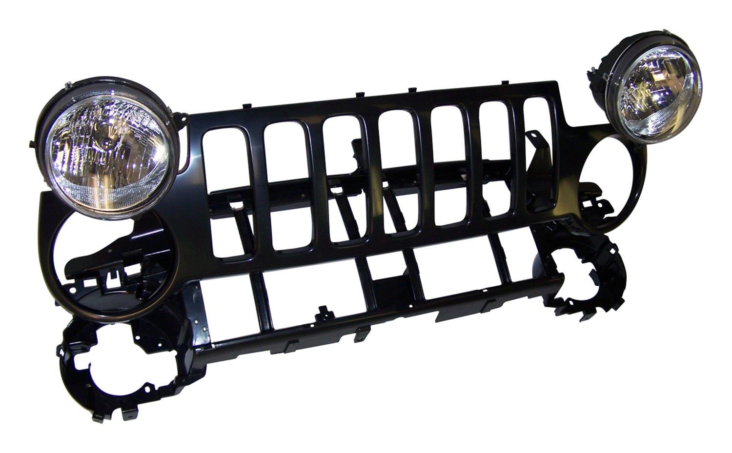 Crown Automotive Header Panels 55155800K Panel, Plastic, Black, Grille, Headlamps, Jeep, Kit