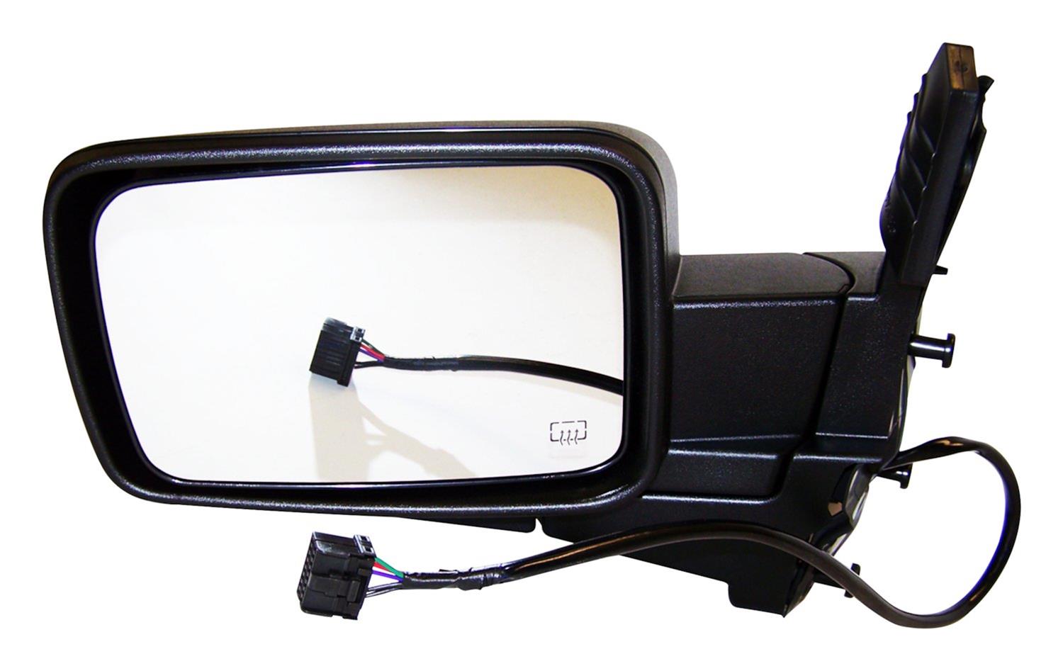Crown Automotive Side View Mirrors 55396637AD Mirror, Replacement, Driver Side, Electric, Flat, Heated, Black Housing, Jeep, Each