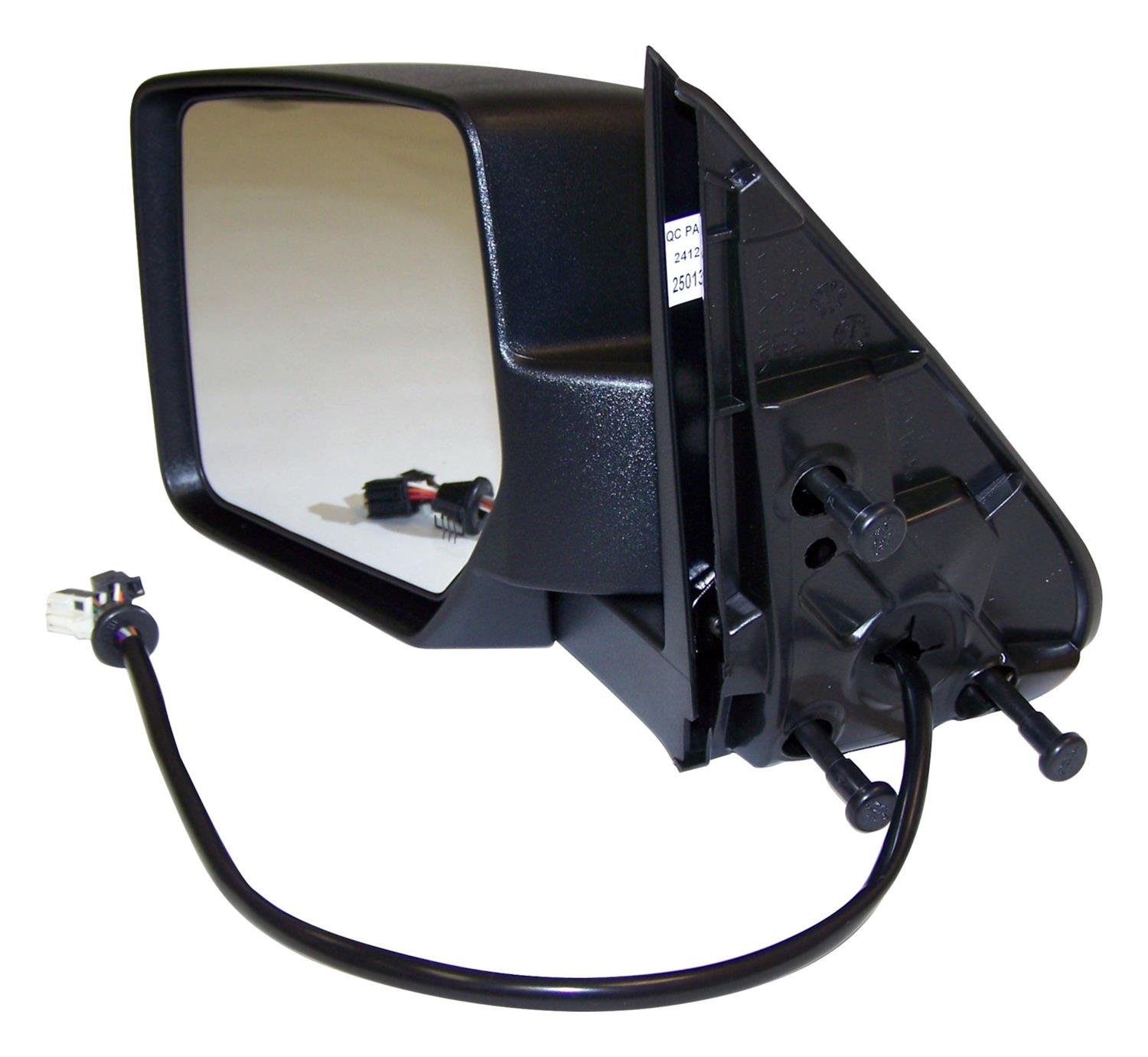 Crown Automotive Side View Mirrors 57010187AC Mirror, Replacement, Driver Side, Electric, Flat, Heated, Black Housing, Jeep, Each