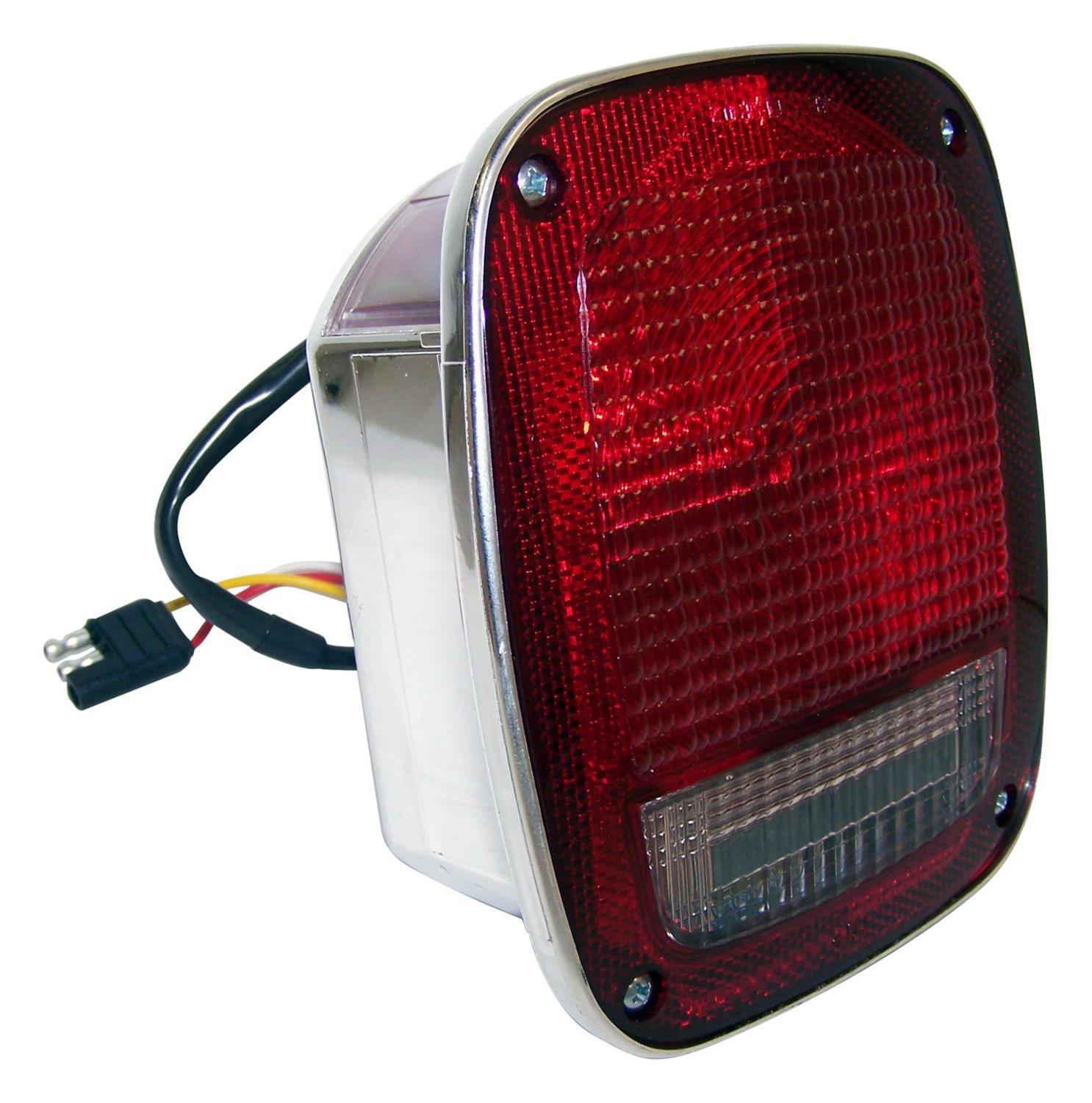 Crown Automotive Taillight Assemblies for 1981-1983 CJ5, 1981-1986 CJ7, 1981-1985 SCRAMBLER - 5758255C Assembly, OEM Style Replacement, Incandescent, Chrome Housing, Driver Side, Jeep, Each