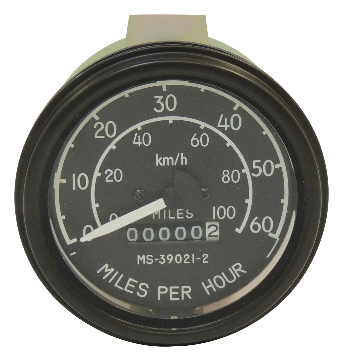Crown Automotive Speedometers for 1959-1966 CJ3, 1945-1958 WILLYS - 640131 Gauge, OEM Replacement Style, Analog, Speedometer, 0-60 mph, 3 5/8 in. Diameter, Black/Gray Face, Jeep, Kit
