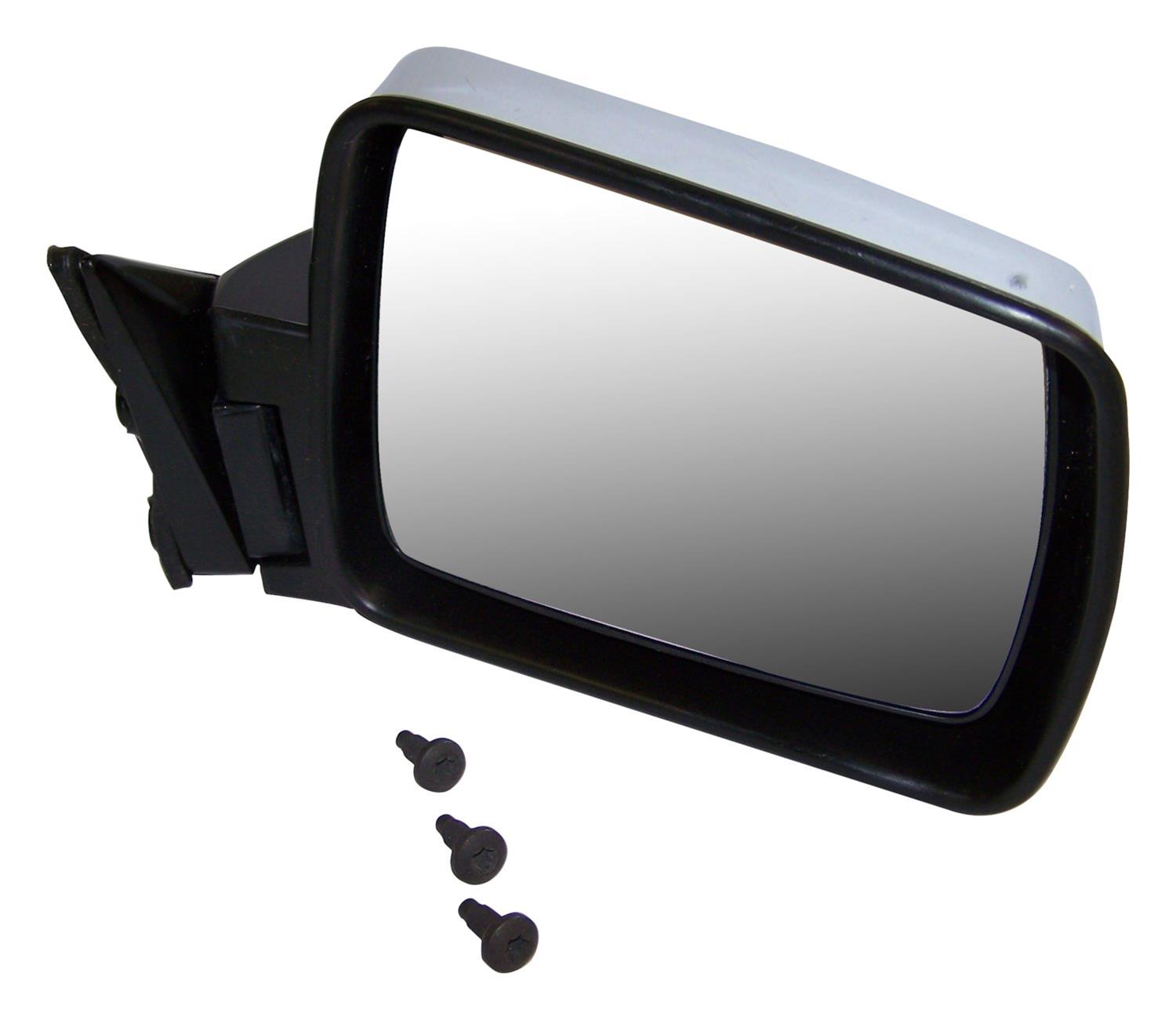 Crown Automotive Side View Mirrors for 1986-1987 COMANCHE, J10, J20 - 82200315 Mirror, Replacement, Driver Side, Manual, Flat, Black Housing, Jeep, Each