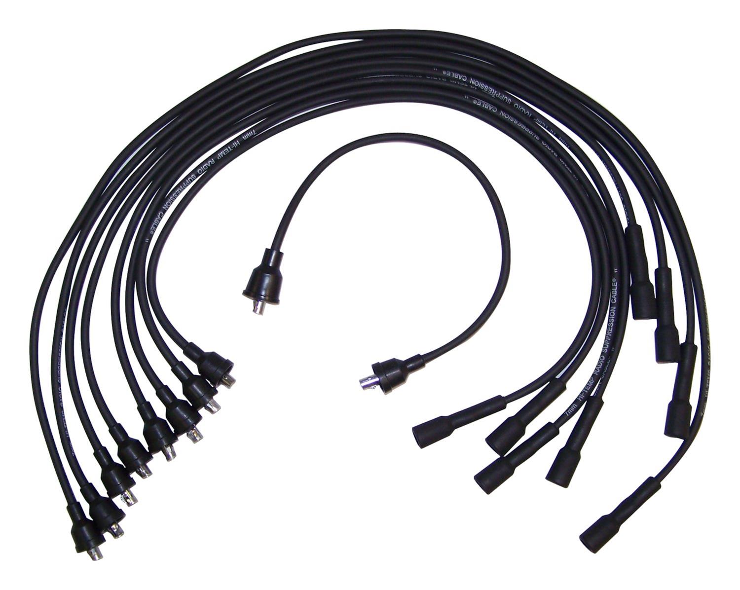 Crown Automotive Spark Plug Wire Sets 83300090 Wires, Assembled, 7.00mm, Spiral Core, Black, Jeep, 5.0L, 5.9L, 6.6L, Set