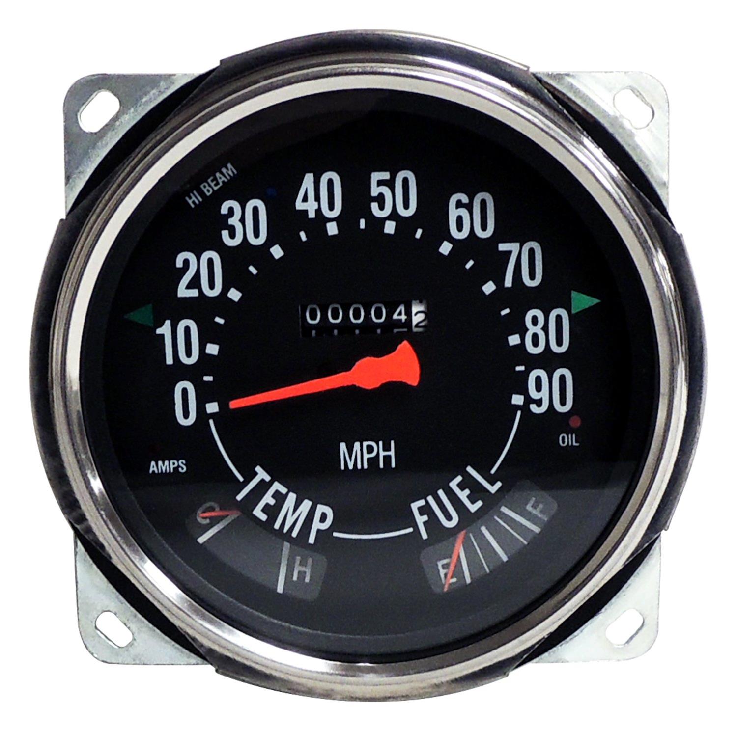 Crown Automotive Speedometers 914845 Gauge, OEM Replacement Style, Analog, Speedometer/Temp/Fuel, Black/Gray Face, Gauge Pod, Jeep, Kit