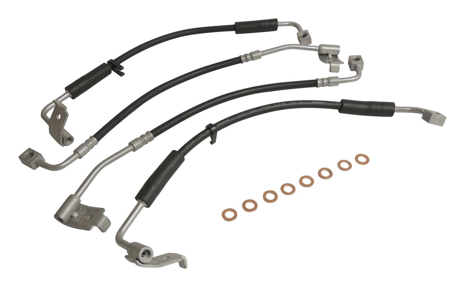 Crown Automotive Brake Hose Sets for 2007-2010 WRANGLER - BHK1 Hoses, Rubber, Front and Rear, Jeep, set of 4