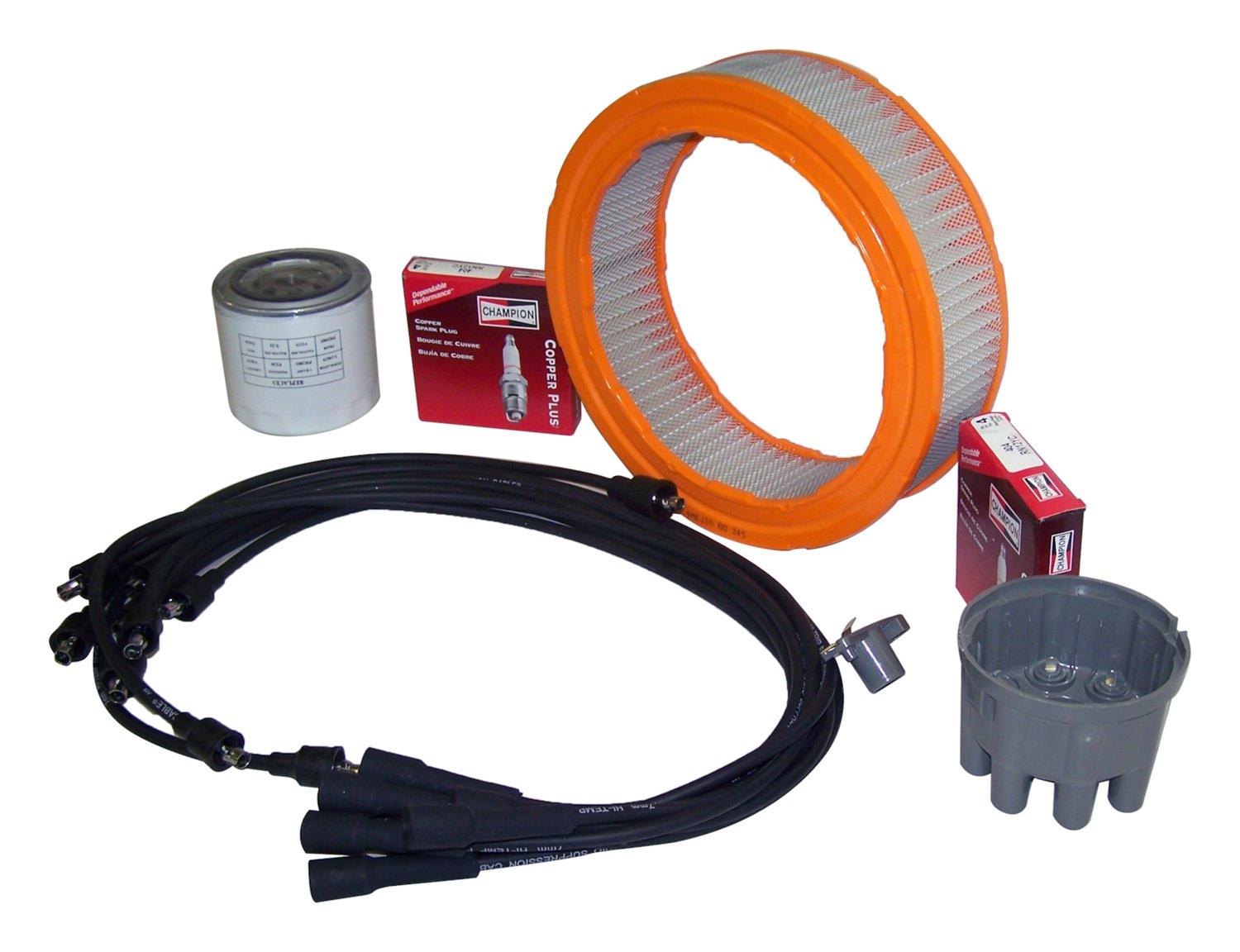 Crown Automotive Vehicle Maintenance Tune-Up Kits for 1987-1988 J20, J10, 1987-1990 GRAND WAGONEER - TK-33 Spark Plugs, Tune-Up, Plug Wires, Air Filter, Distributor Cap and Rotor, Jeep, 5.9L, Kit
