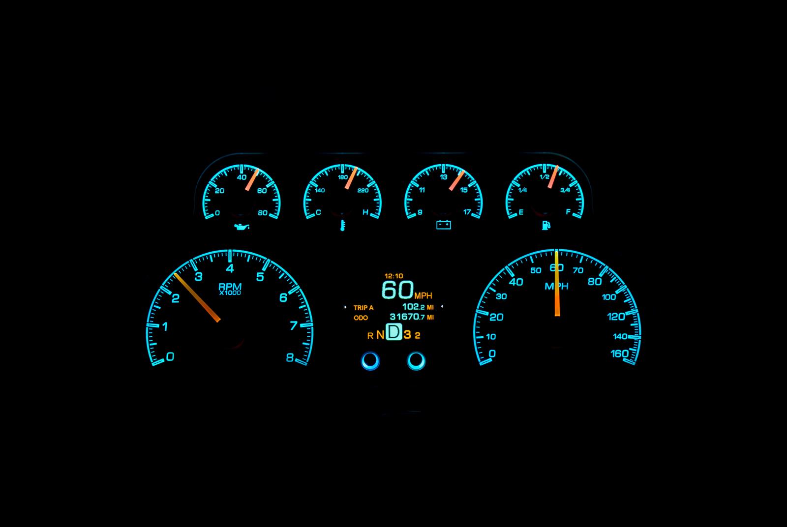Dakota Digital HDX Direct-Fit Analog Gauge Systems HDX-88C-PU-K Kit, Direct Fit, HDX, Analog/Digital, Black Face, White/Multicolor Numbers, White/Multicolor Pointer, Chevy, GMC, Kit thumbnail 4