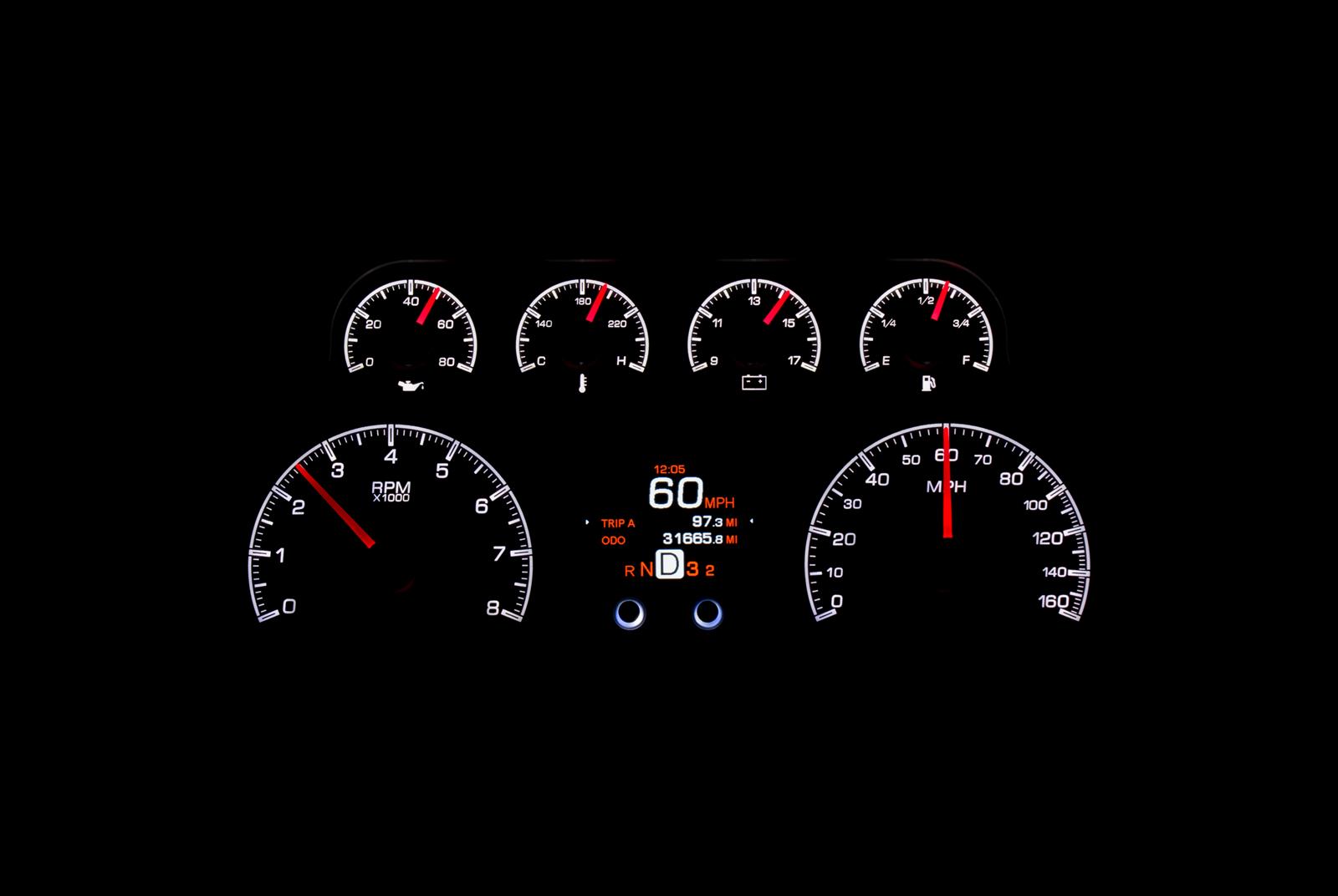 Dakota Digital HDX Direct-Fit Analog Gauge Systems HDX-88C-PU-K Kit, Direct Fit, HDX, Analog/Digital, Black Face, White/Multicolor Numbers, White/Multicolor Pointer, Chevy, GMC, Kit thumbnail 8