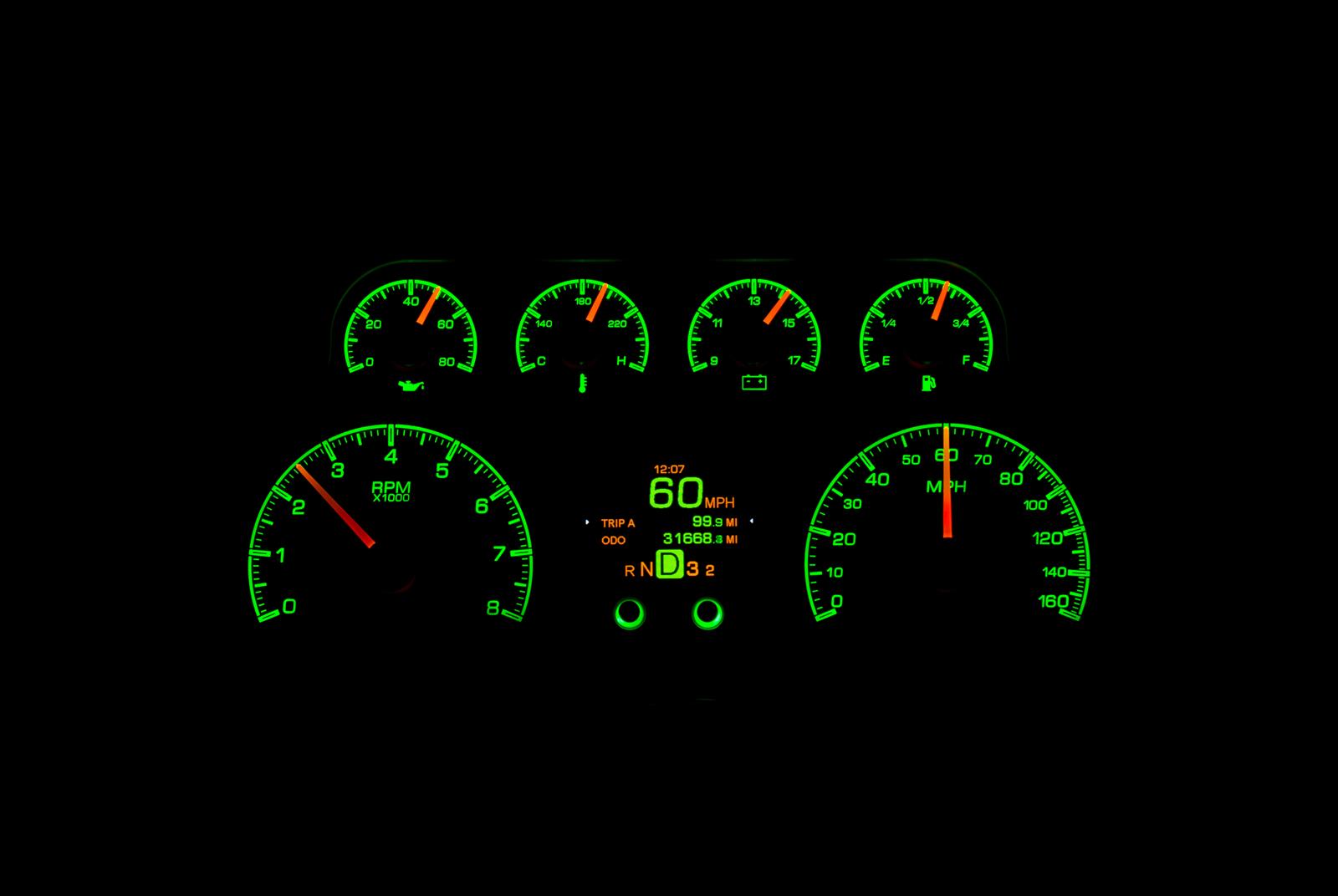 Dakota Digital HDX Direct-Fit Analog Gauge Systems HDX-88C-PU-K Kit, Direct Fit, HDX, Analog/Digital, Black Face, White/Multicolor Numbers, White/Multicolor Pointer, Chevy, GMC, Kit thumbnail 5