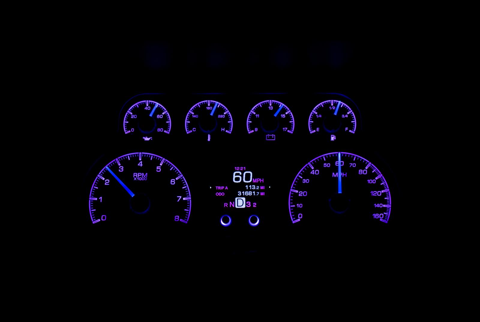 Dakota Digital HDX Direct-Fit Analog Gauge Systems HDX-88C-PU-K Kit, Direct Fit, HDX, Analog/Digital, Black Face, White/Multicolor Numbers, White/Multicolor Pointer, Chevy, GMC, Kit thumbnail 9