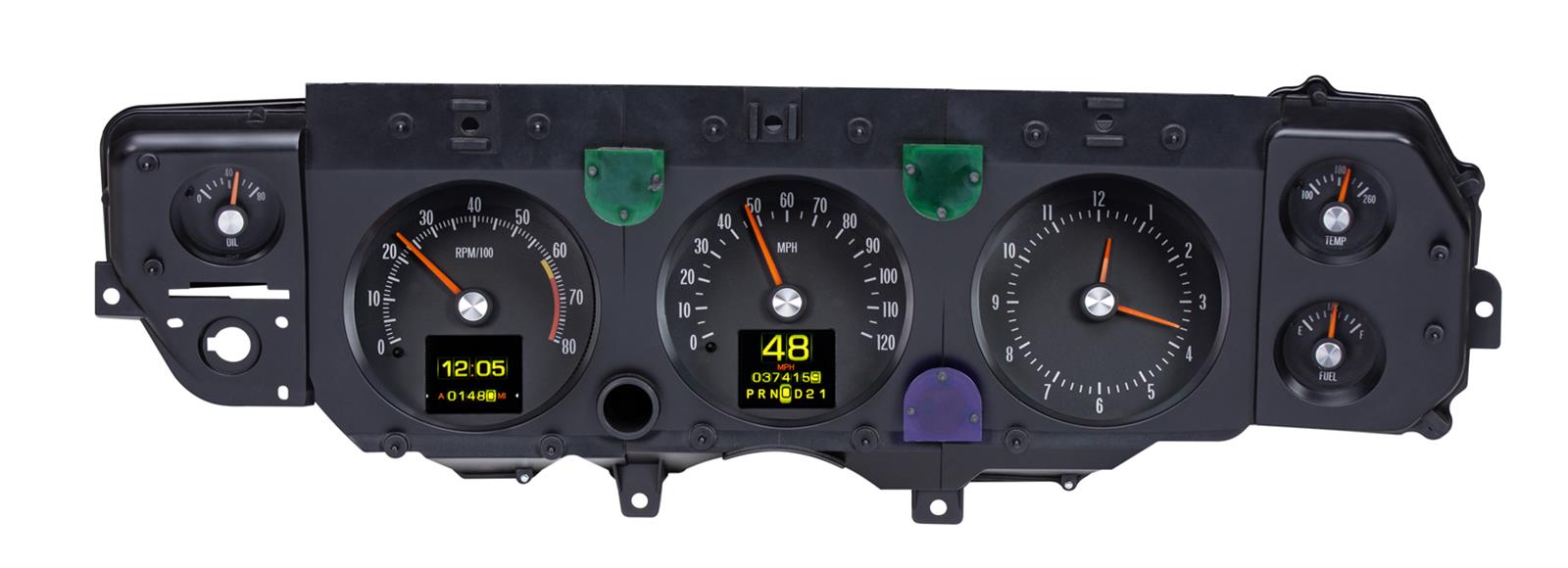 Dakota Digital RTX Direct-Fit Gauge Kits for 1970-1972 CHEVELLE, EL CAMINO, MONTE CARLO - RTX-70C-CVL-X Kit, Direct Fit, RTX, Analog/Digital, Black Face, White/Multicolor Illuminated Numbers, Orange Pointer, Chevy, Kit thumbnail 7