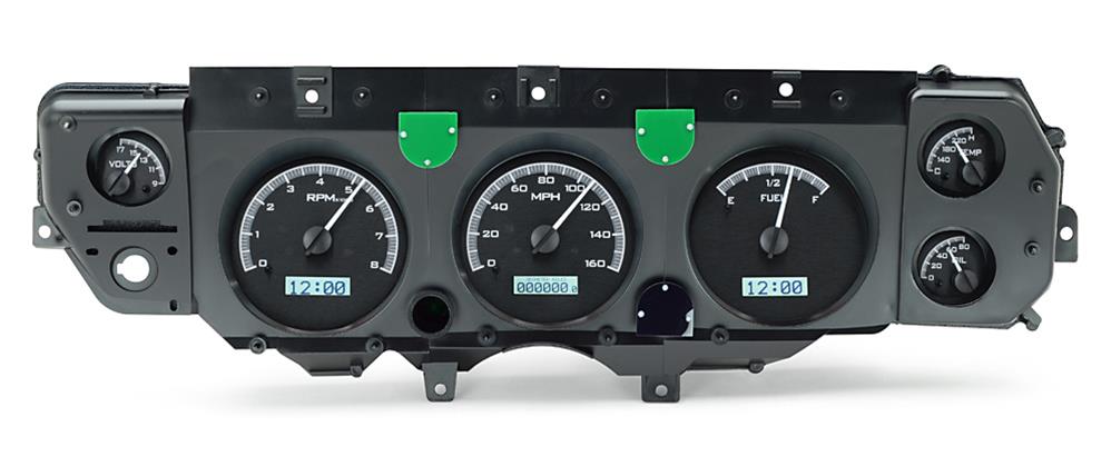 Dakota Digital VHX Series Direct-Fit Analog Gauge Systems VHX-70C-CVL-K-W Kit, Direct Fit, VHX, Analog, Black Face, White Numbers, White Pointer, Chevy, Kit