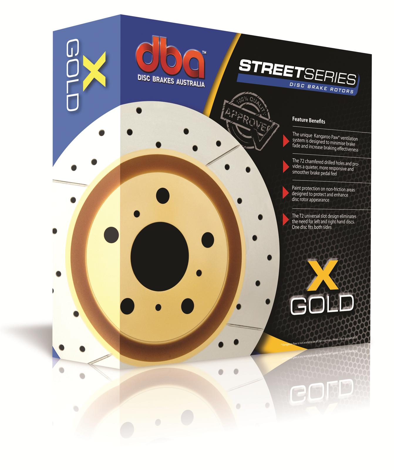 DBA Street Series X-Gold Disc Brake Rotors DBA845X Rotor, Cross-Drilled, Slotted, X-Gold, Uni-Directional, Lexus, Front, Each thumbnail 3