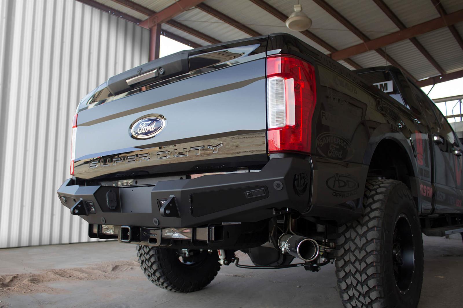 Addictive Desert Designs 17-18 Ford F-250 HoneyBadger Rear Bumper w/ Backup Sensor Cutouts thumbnail 4