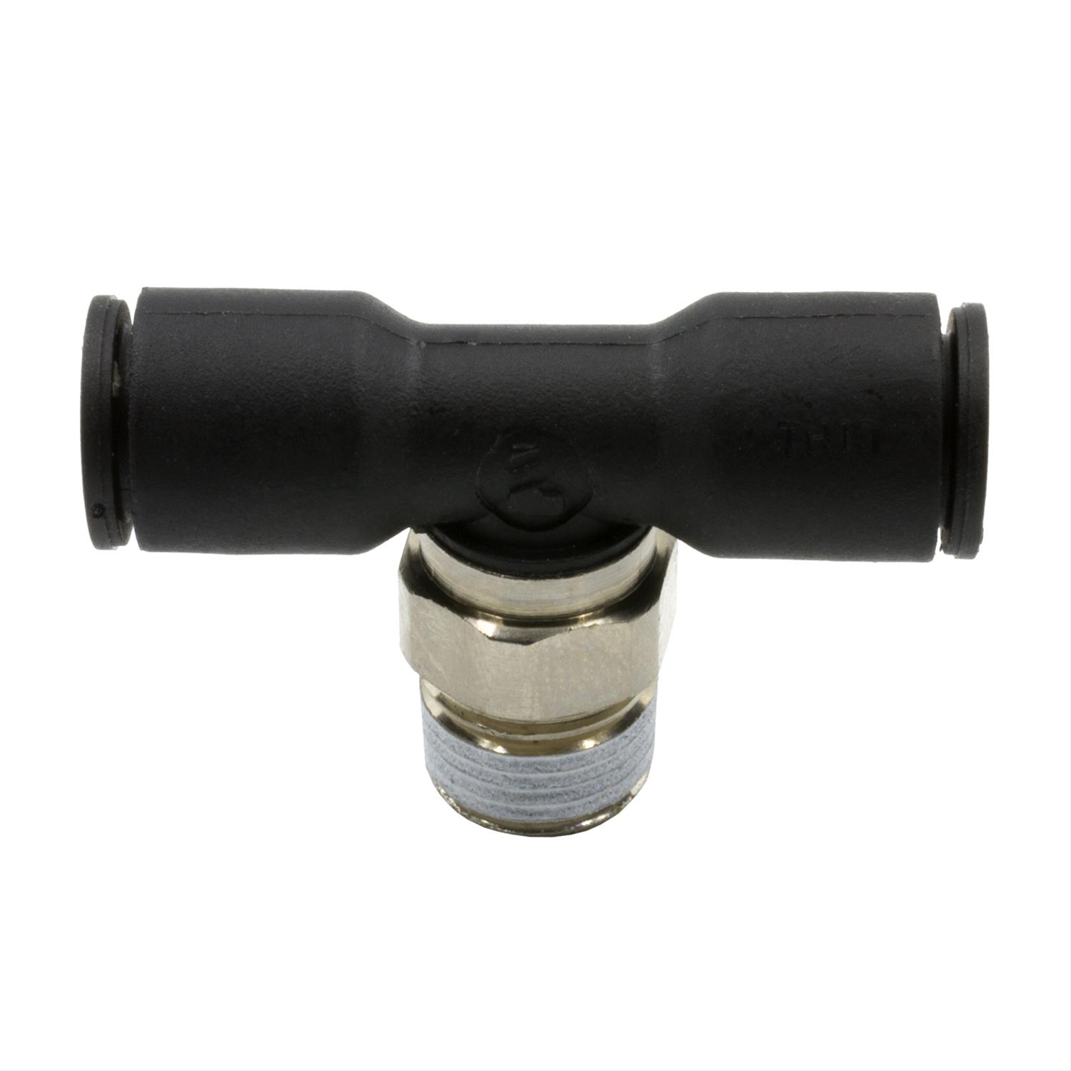 Dedenbear Quick-Connect Fittings AALMT Air Shifter Component, Tee Fitting, 1/4 in. O.D. to 1/8 in. NPT, Quick-Disconnect, Nickel Plated Brass, Each thumbnail 2
