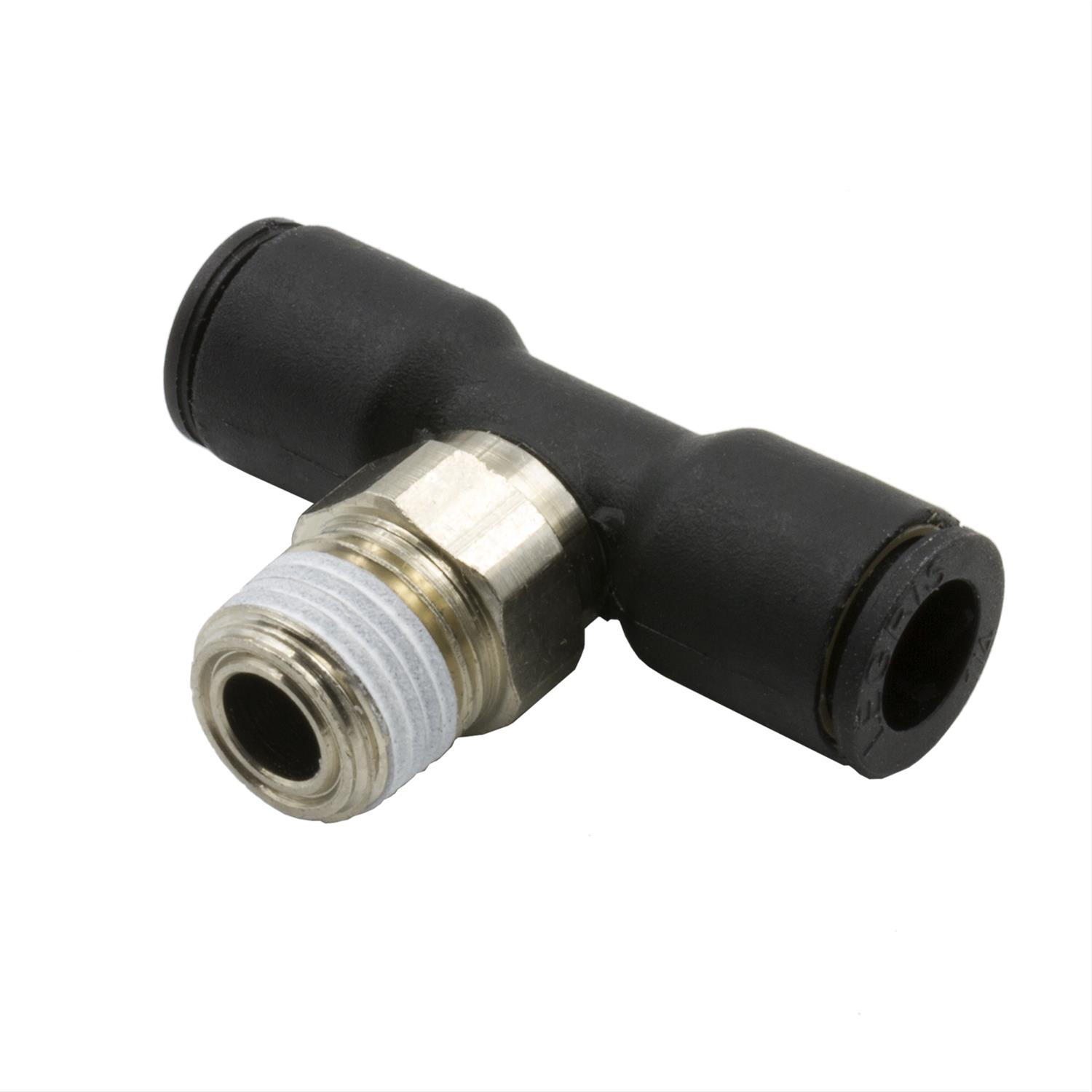 Dedenbear Quick-Connect Fittings AALMT Air Shifter Component, Tee Fitting, 1/4 in. O.D. to 1/8 in. NPT, Quick-Disconnect, Nickel Plated Brass, Each